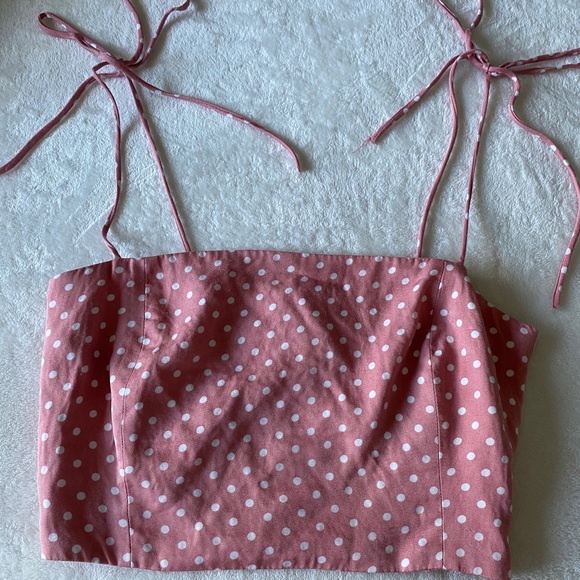 Zara pink polka dot crop top - Picture 2 of 9